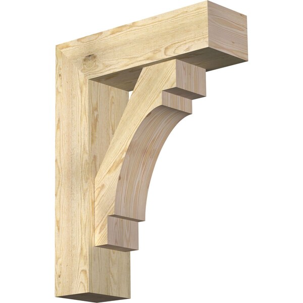 Ekena Millwork Merced Block Rough Sawn Bracket w/ Offset Brace, Douglas Fir, 8"W x 26"D x 34"H BKT0806X26X34MRC05RDF - main